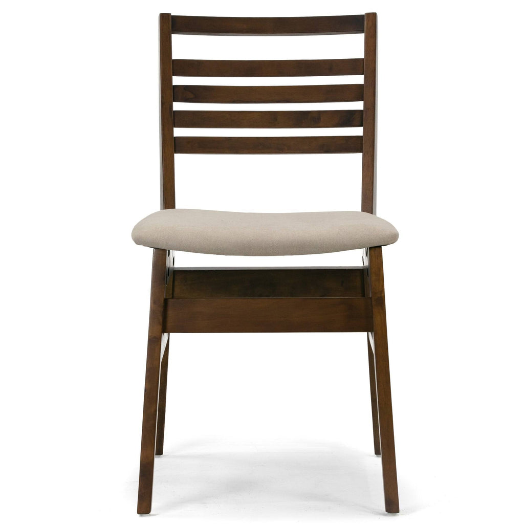 Set of 2 Dark Brown Wood Chair with Beige Fabric Seat A1620