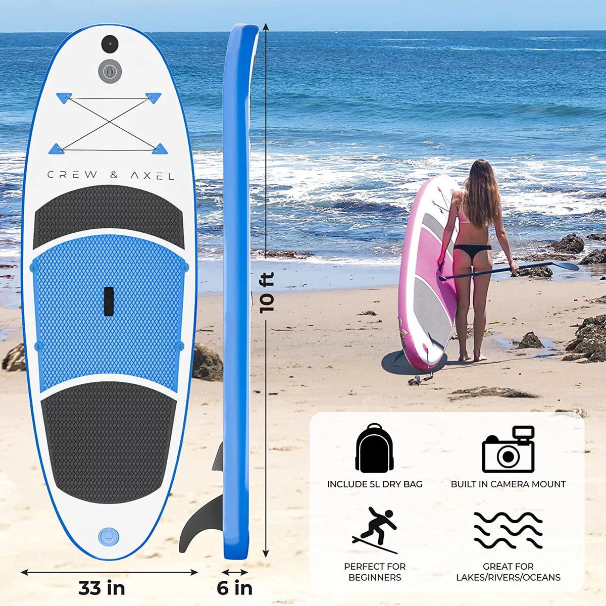 Blue Inflatable Paddle Board SUP Kit Z658901