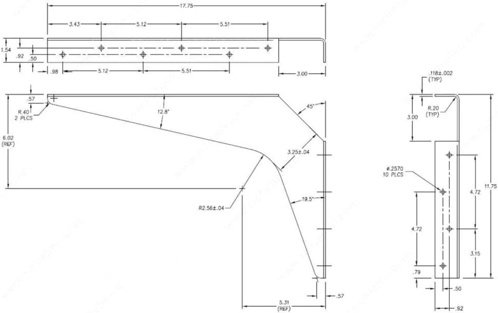 Pair Heavy-Duty 1/8" Steel Textured Powder-Coat White Finish Reversible Brackets with 45 Degree Notch (12" X 8") Pack of 2 Z79365