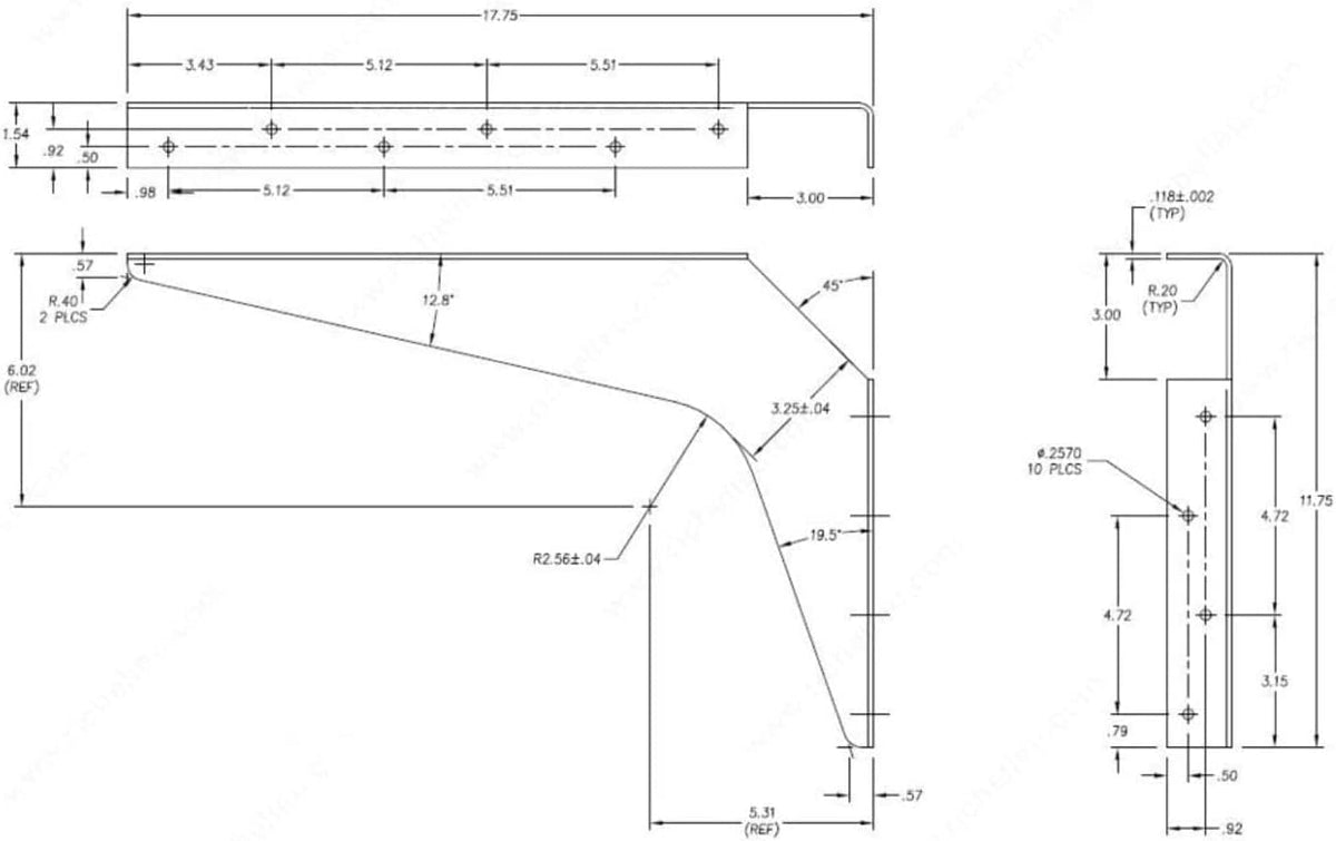 Pair Heavy-Duty 1/8" Steel Textured Powder-Coat White Finish Reversible Brackets with 45 Degree Notch (12" X 8") Pack of 2 Z79365