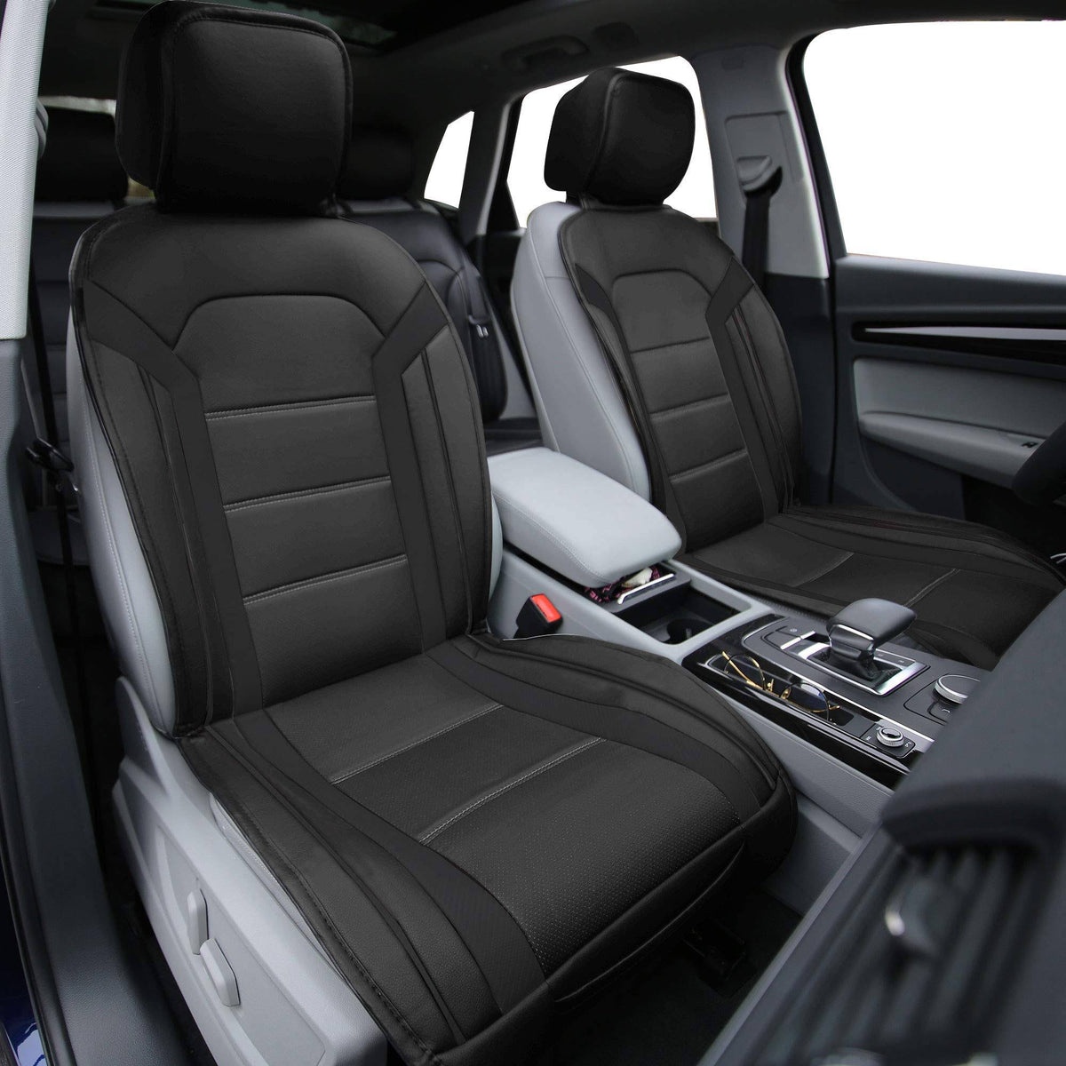 Black Leatherette Car Seat Cushions K118