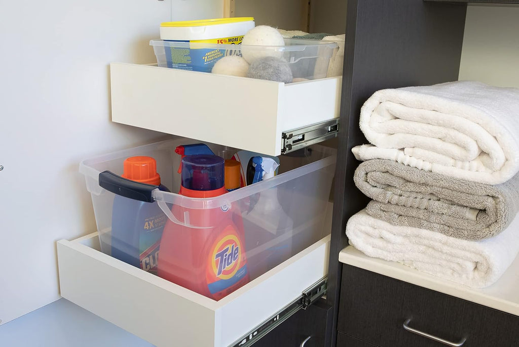 Clear 6 QT Pack of 12 Stackable Plastic Storage Containers with Lids O598