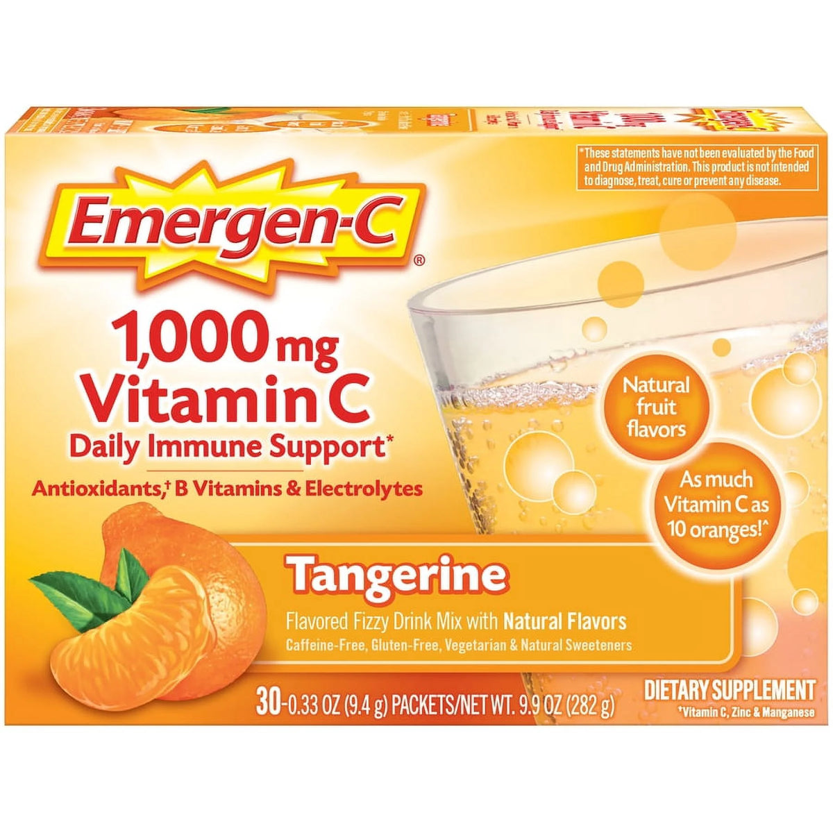 30 Count Tangerine Flavor Dietary Supplement Drink Mix with 1000 mg Vitamin C, 0.33 Ounce Packets K86304