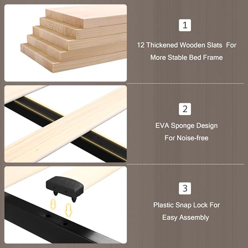 Black Queen Upholstered Platform Bed Frame with 4 Storage Drawers R674