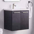 Grey Wood Grain 2-Door Bathroom Vanity with White Ceramic Sink V5436