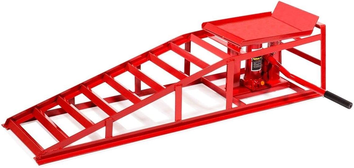 Red 1pc Low Profile Car Lift Ramps D9753