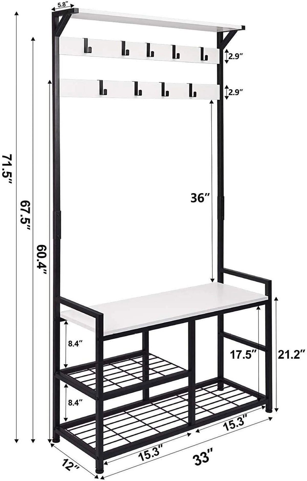 Coat Rack Shoe Bench with Metal Frame P4122