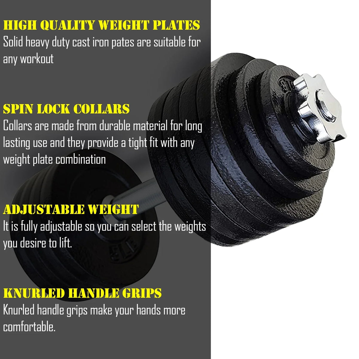 105 lbs Adjustable Cast Iron Dumbbells Set P666