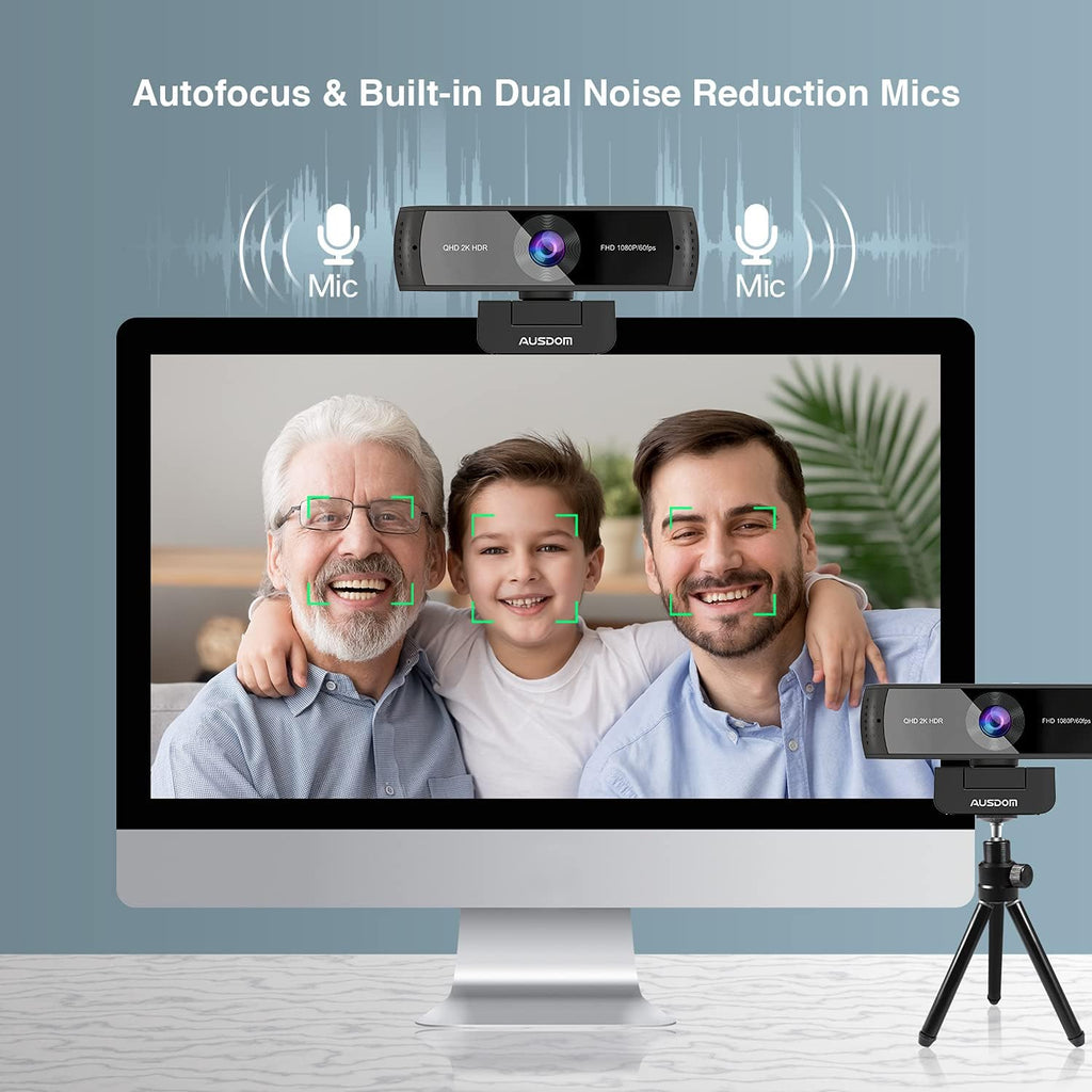 2K QHD AutoFocus Webcam with HDR Dual Noise Cancelling Microphones T224180