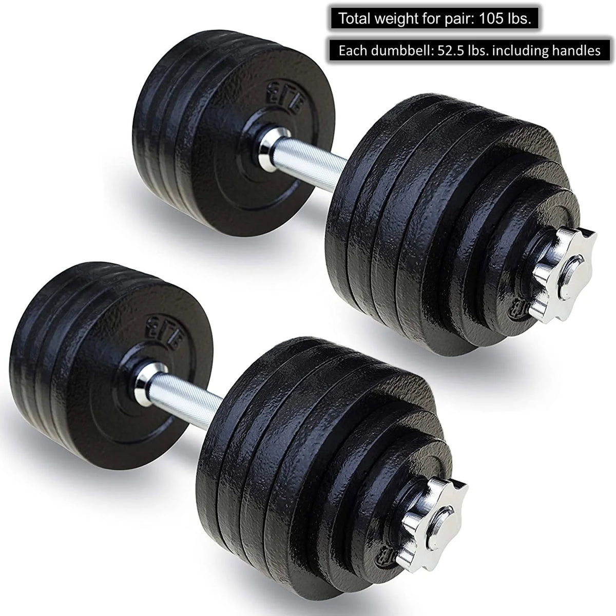 105 lbs Adjustable Cast Iron Dumbbells Set P666