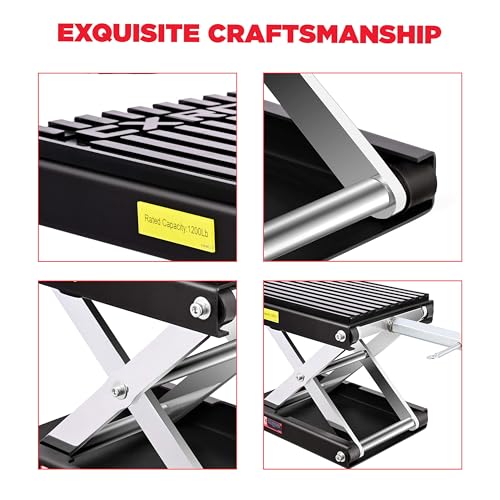 1200 LBS Steel Motorcycle Scissor Jack with Ratchet Wrench O255632