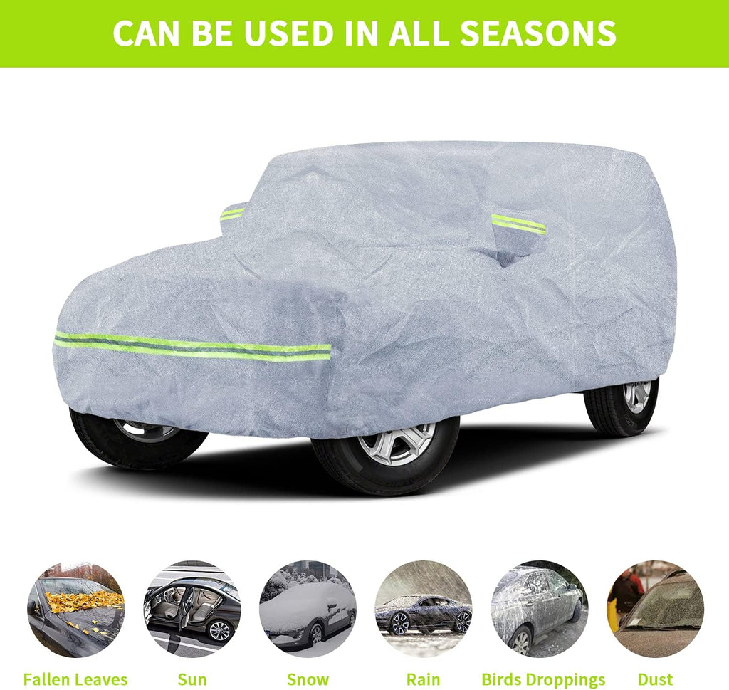 7 Layers Car Cover with Windproof Strap & Driver Door Zipper F818