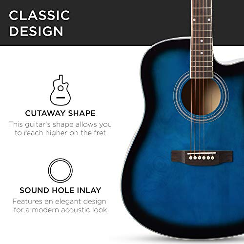 Natural Full Size Acoustic Guitar Starter Set with Case, Strap, Capo, Strings, Picks Y5108