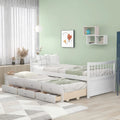 White Wood Daybed with Trundle and Drawers M21069