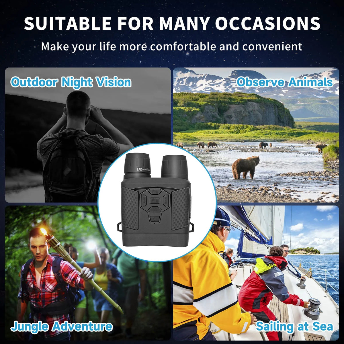 Night Vision Binoculars with 32GB SD Card 36MP 4K 5x Zoom W5772
