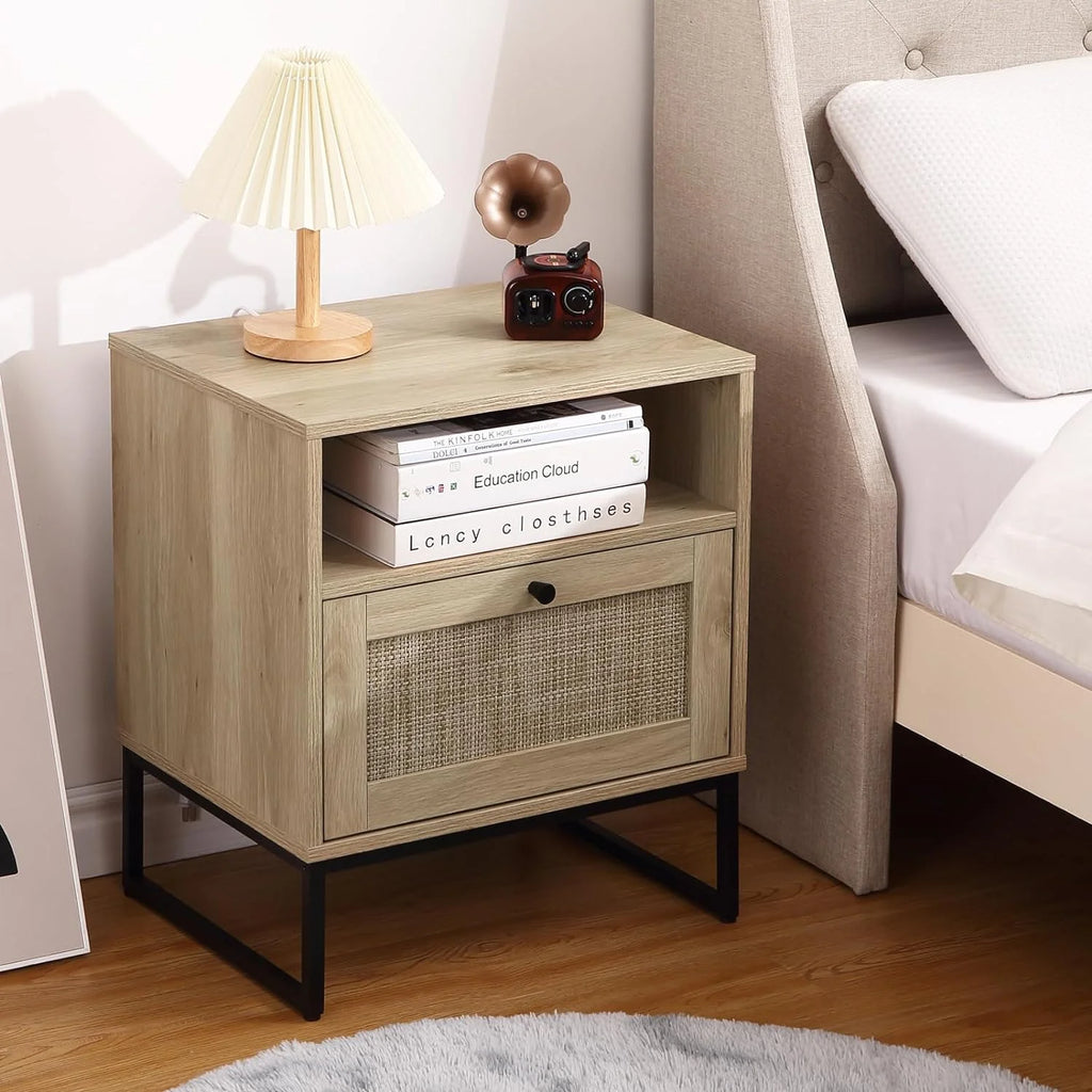 Rattan Bedside Table with Drawers R6203