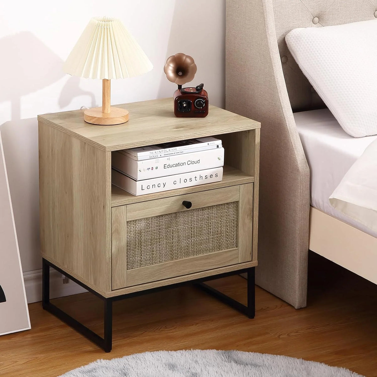 Rattan Bedside Table with Drawers R6203
