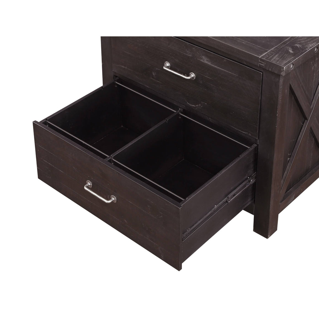Cafe Brown Two Drawer Wooden File Cabinet with Metal Handle Pull L2492