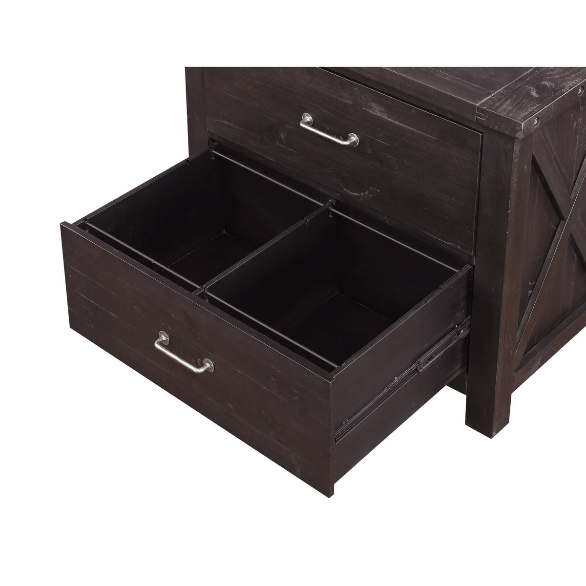Cafe Brown Two Drawer Wooden File Cabinet with Metal Handle Pull L2492