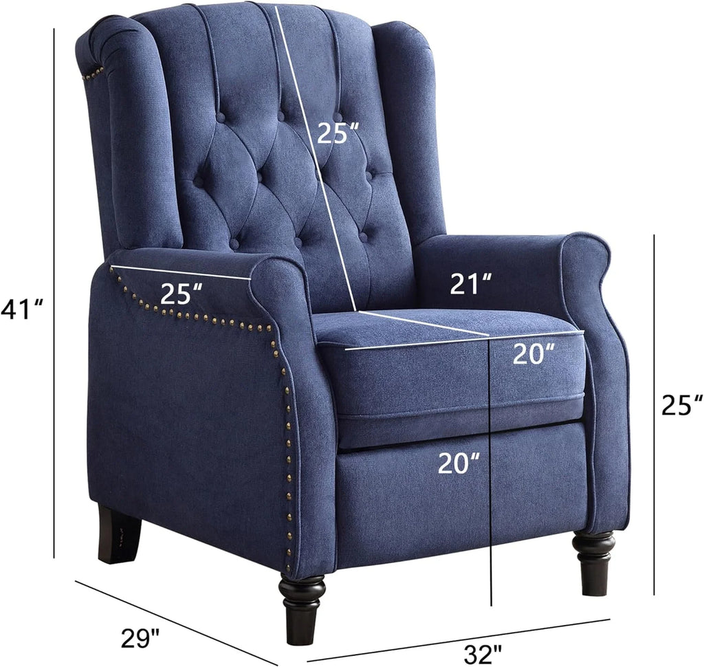 Blue Fabric Push Back Recliner Chair Set Of 2 G641320