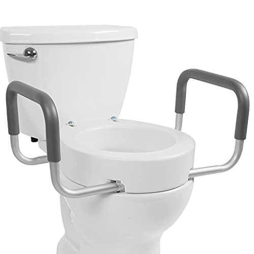 White Raised Toilet Seat with Handles Z48309