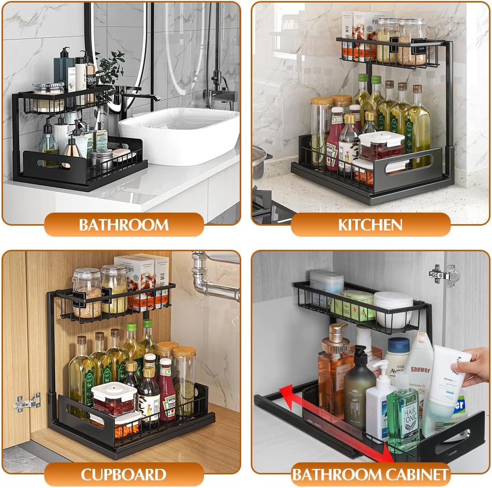 2 Pack Metal Slide Out Under Sink Organizer K41516