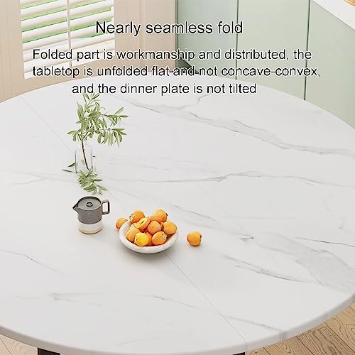 Round Folding Dining Table with Drop Leaf and 6 Wheels I141014