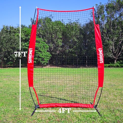 Portable Baseball Softball Pitching Screen with Carry Bag and Ground Stakes V7347