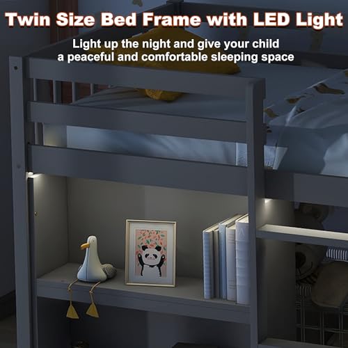 Twin Over Twin Solid Wood Bunk Bed with Trundle and Storage Stairway K650