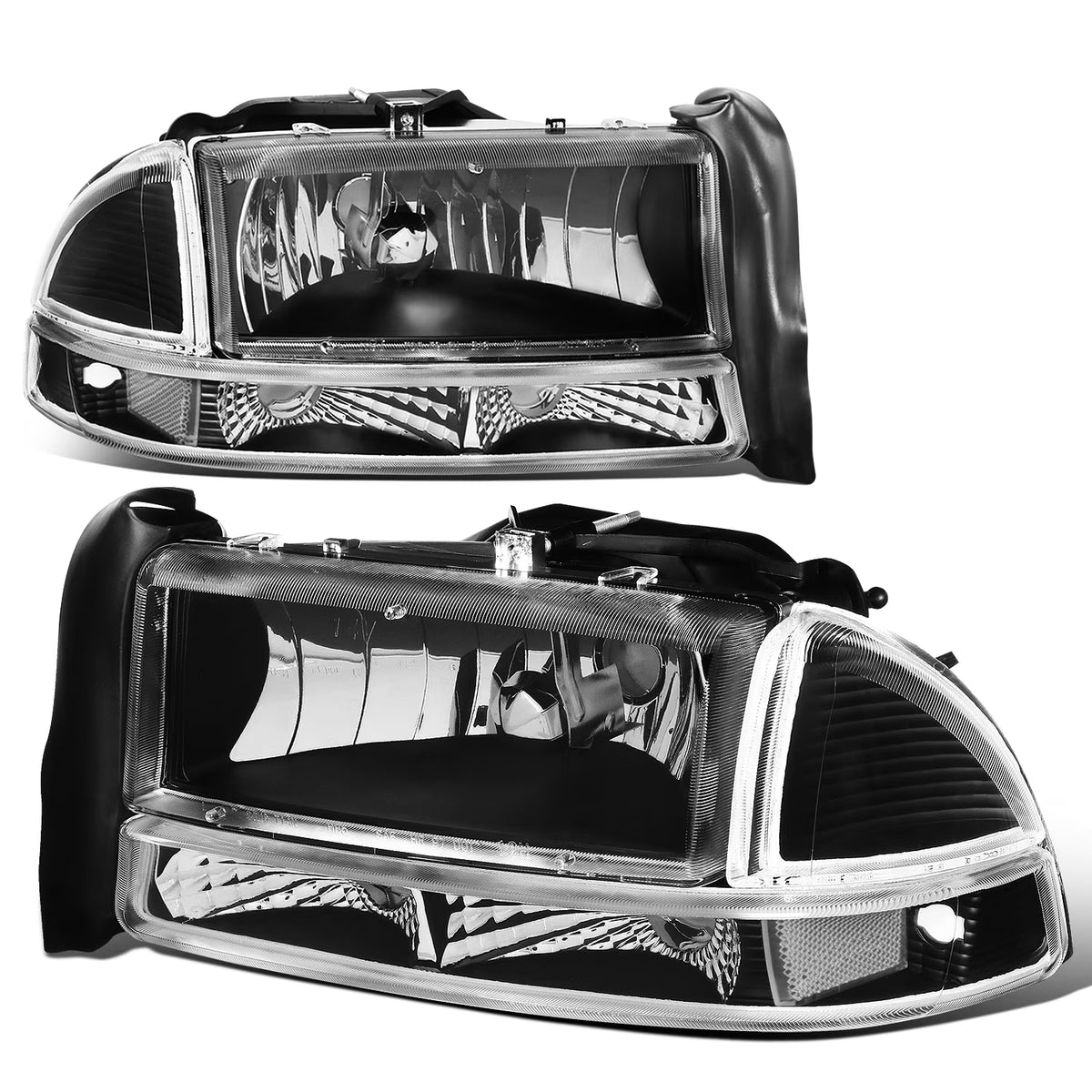 4pcs Replacement Headlight Bumper Lamp Black Housing Clear Side A473945