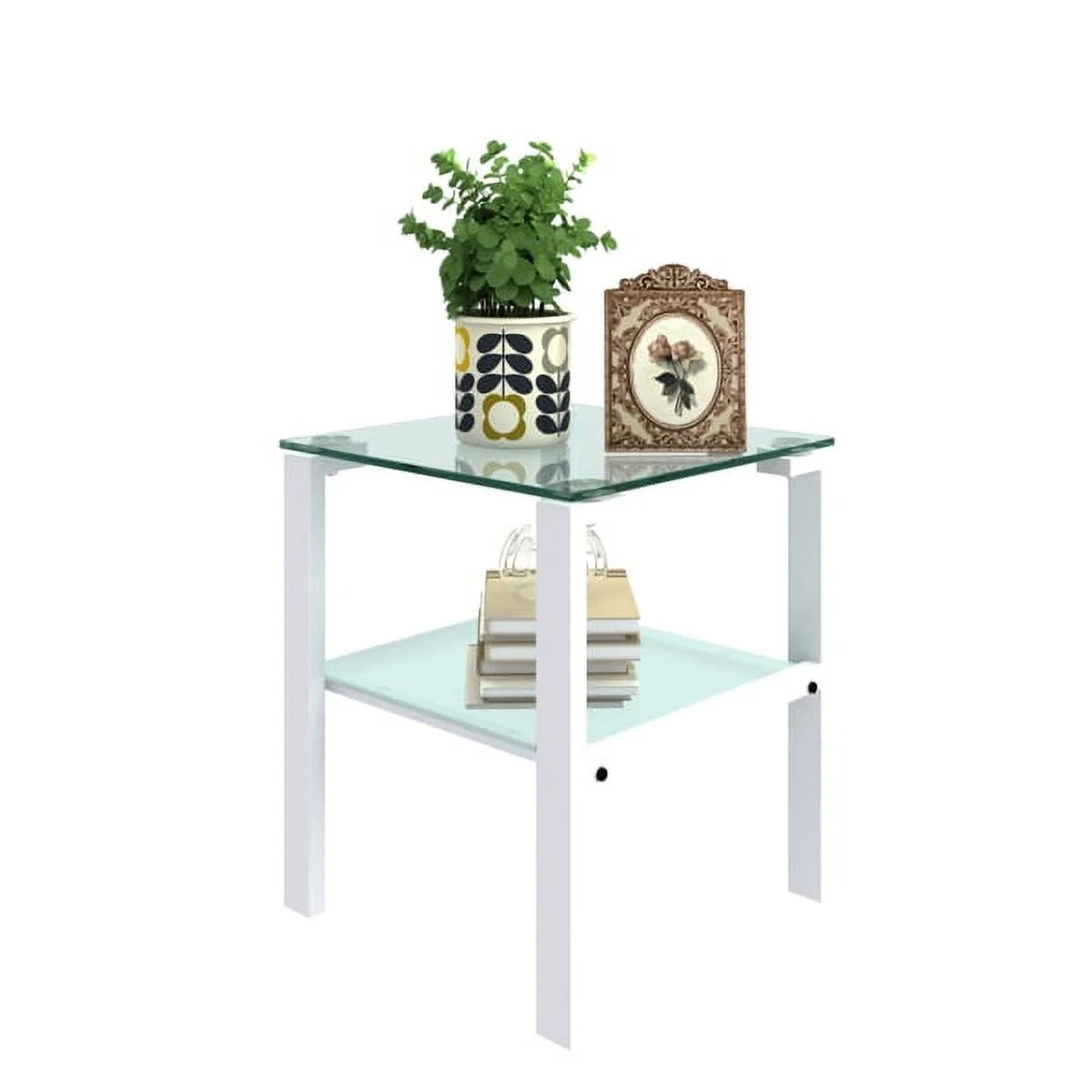 White Glass Round Side Table B252