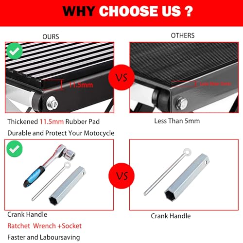 1200 LBS Steel Motorcycle Scissor Jack with Ratchet Wrench O255632