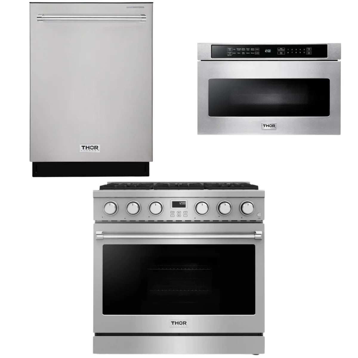 36 Gas Range, Dishwasher and Microwave P65188