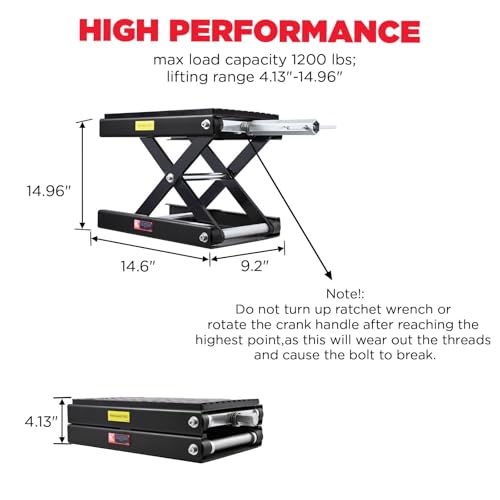 1200 LBS Steel Motorcycle Scissor Jack with Ratchet Wrench O255632