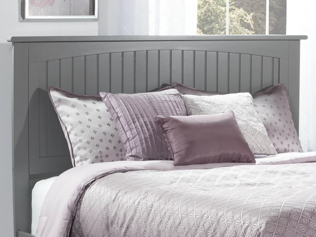 Queen Wood Panel Headboard with Device Charger in Gray H6078