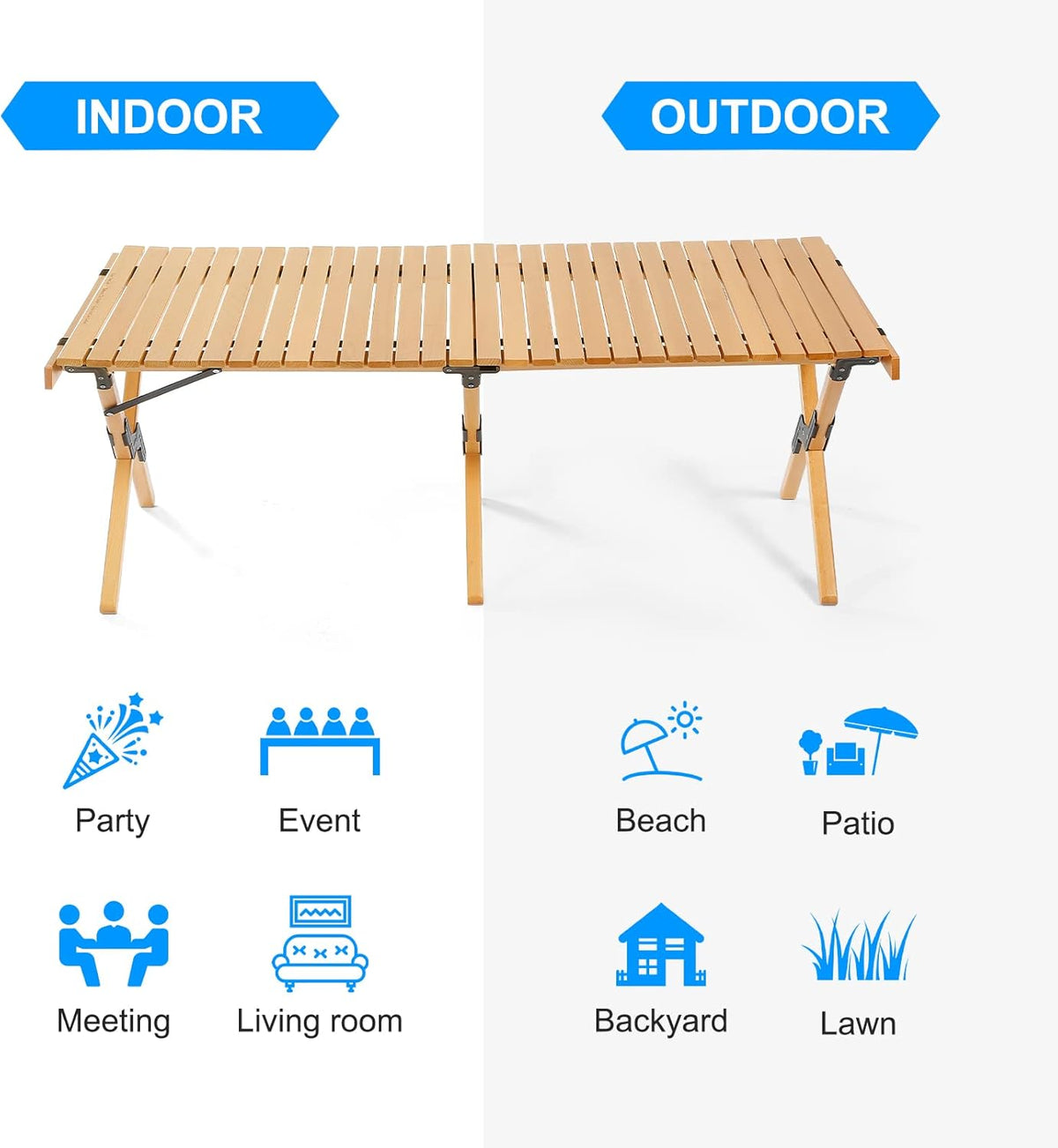 4ft Foldable Wooden Picnic Table with Carry Bag B998639