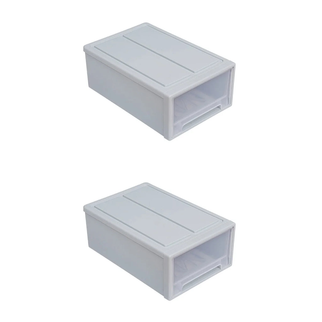 2 pcs Stackable Transparent Storage Box Drawer-type Clothes Shoes Organizer C8517
