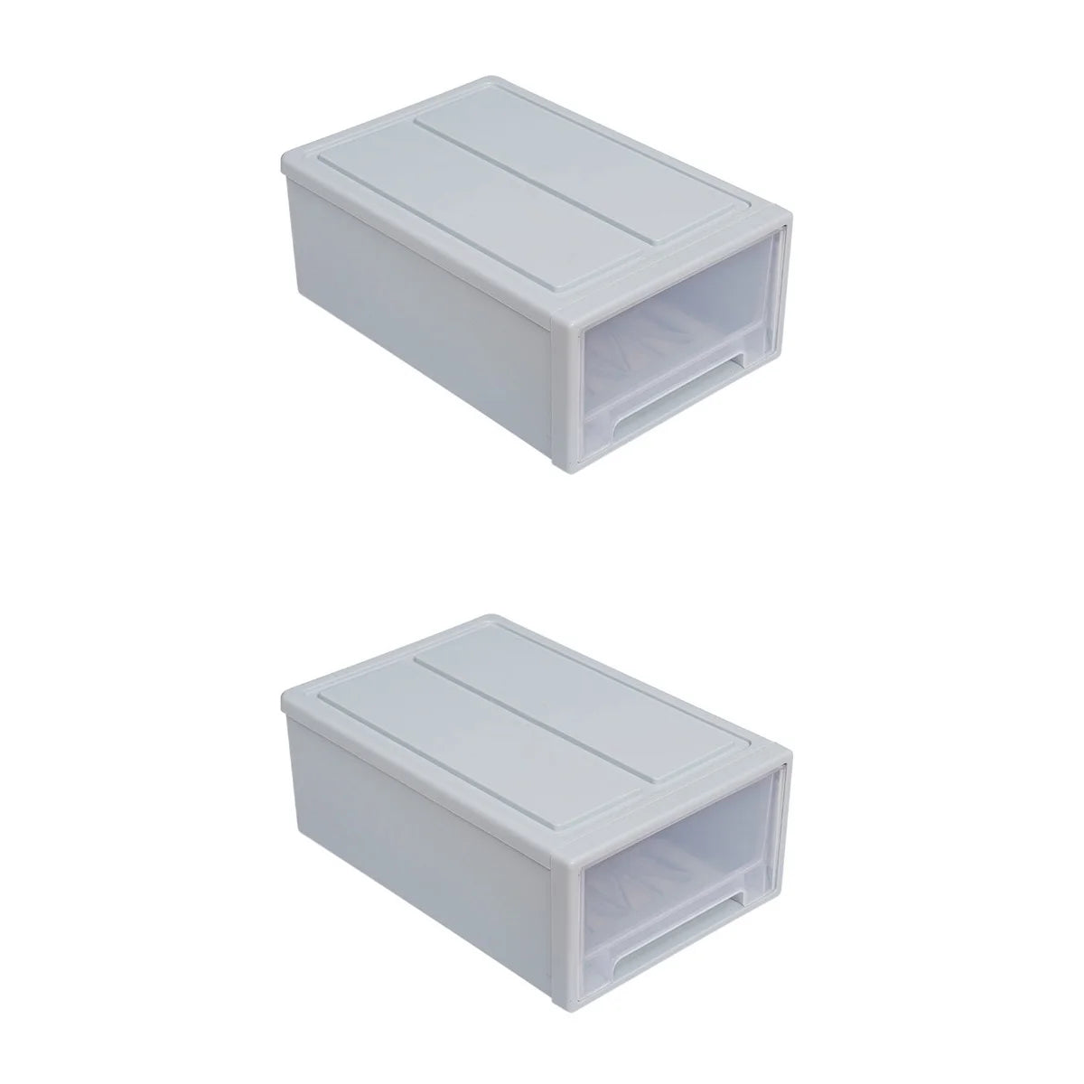 2 pcs Stackable Transparent Storage Box Drawer-type Clothes Shoes Organizer C8517