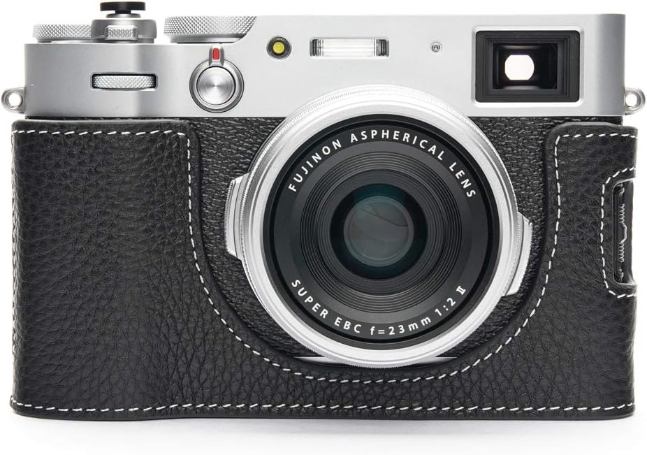Black Leather Half Camera Case Bag Cover with Hand Strap S617