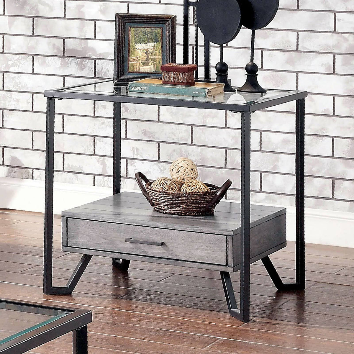 Gray Black End Table J71783