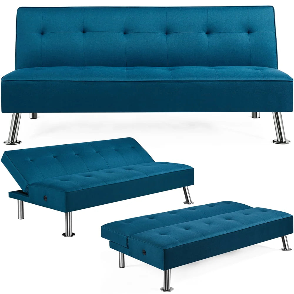 Blue Fabric Convertible Futon F4301