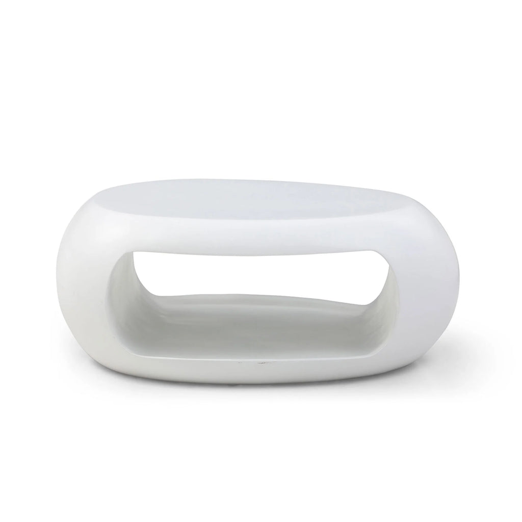 White Oval Fiberglass Coffee Table O6119