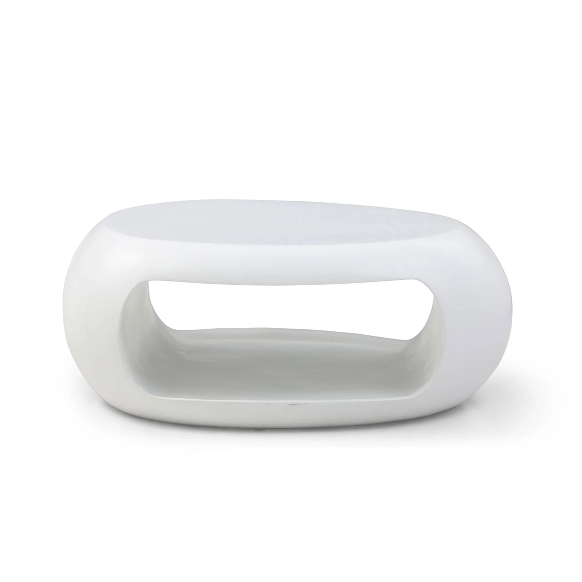 White Oval Fiberglass Coffee Table O6119