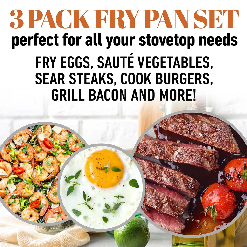 3-Piece Copper Nonstick Frying Pan Set F511