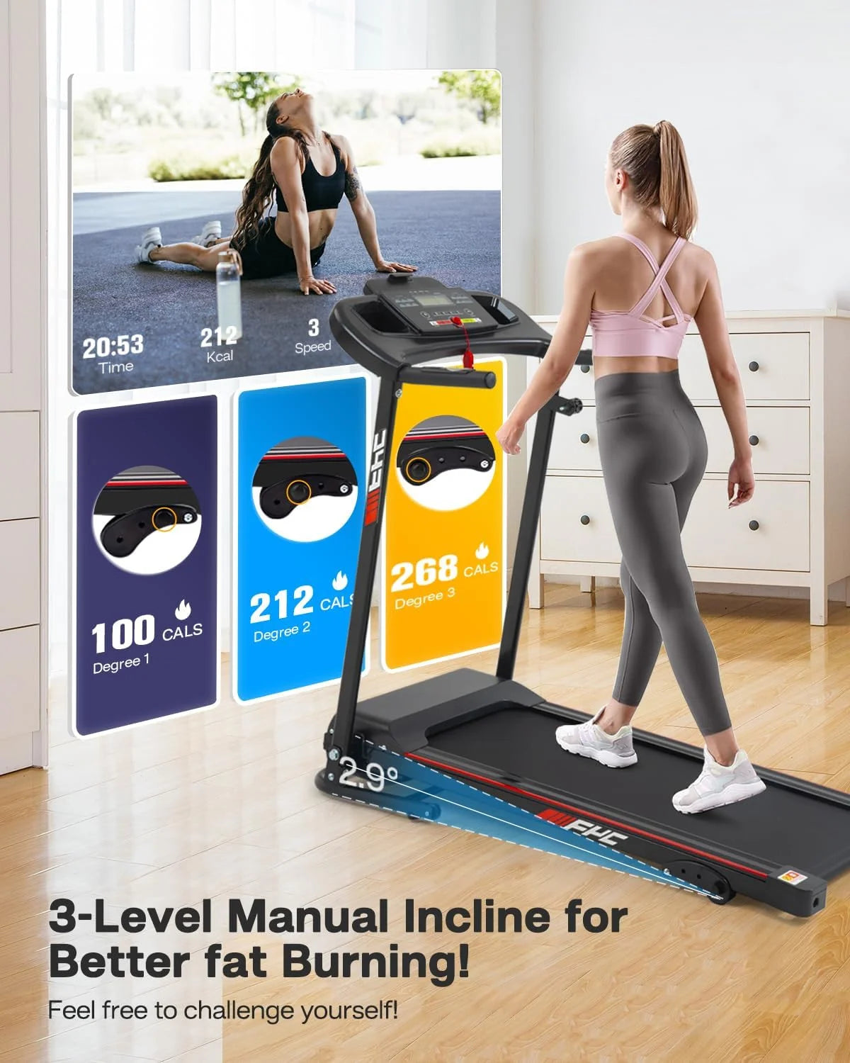 Foldable Treadmill with Incline and Bluetooth Q557815