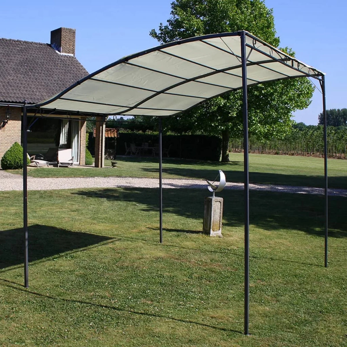 Cream White Steel Frame Garden Canopy Tent Sun Shelter 9.8ft x 8.2ft E5819