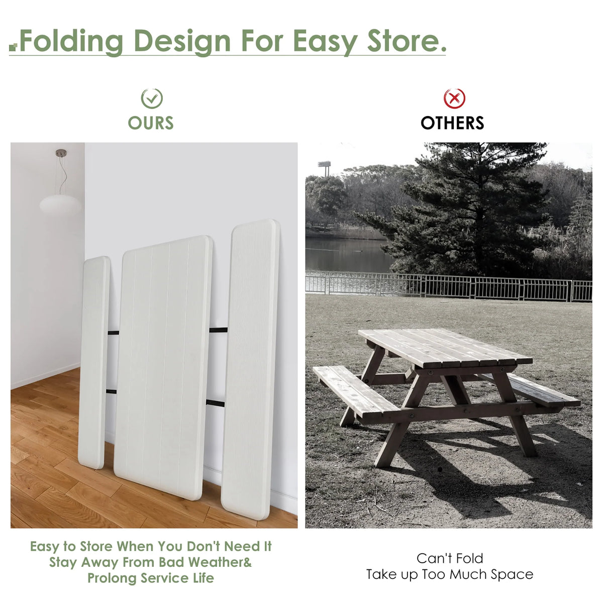 Folding Picnic Table Bench Set Grey D13559