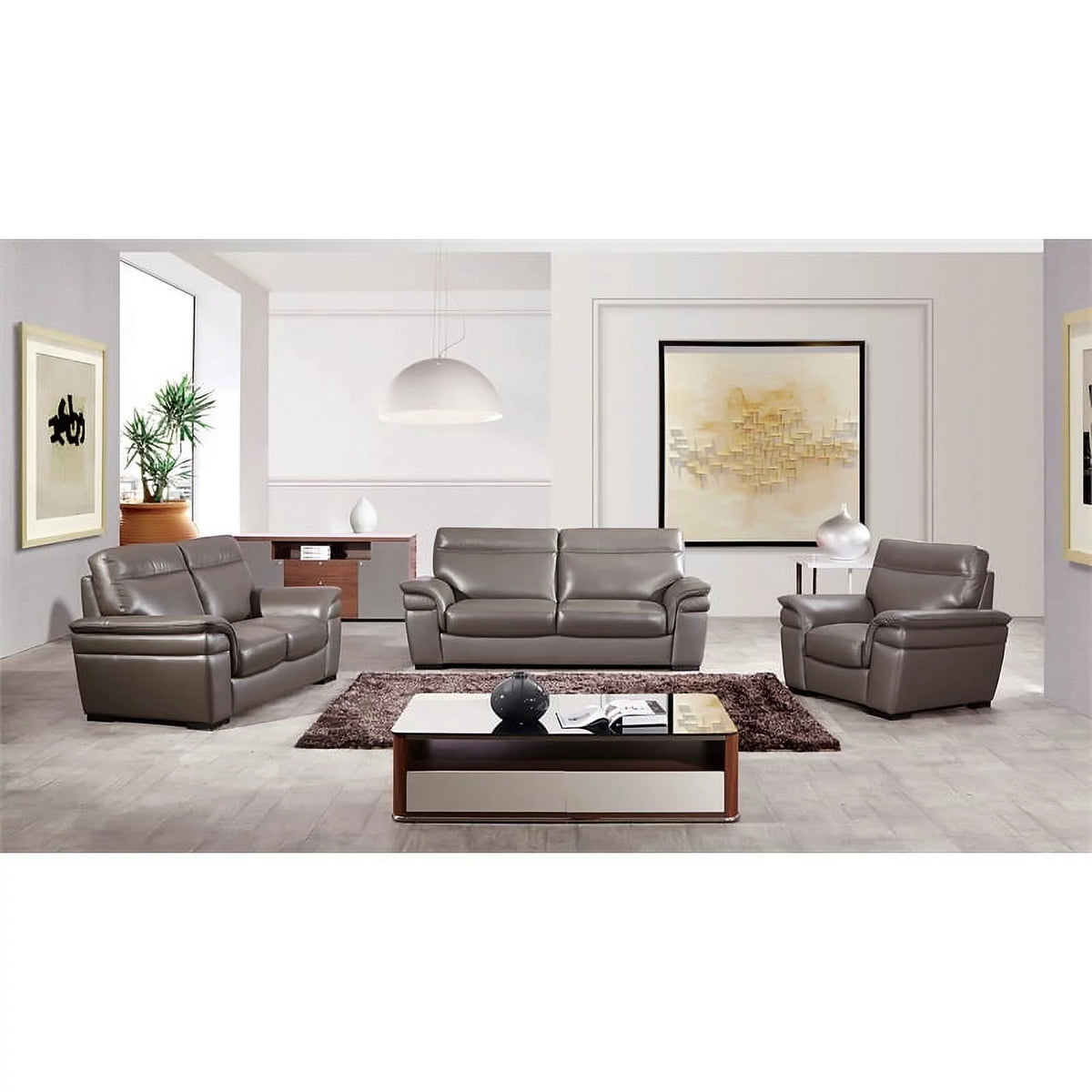 Taupe Italian Leather Loveseat F86021