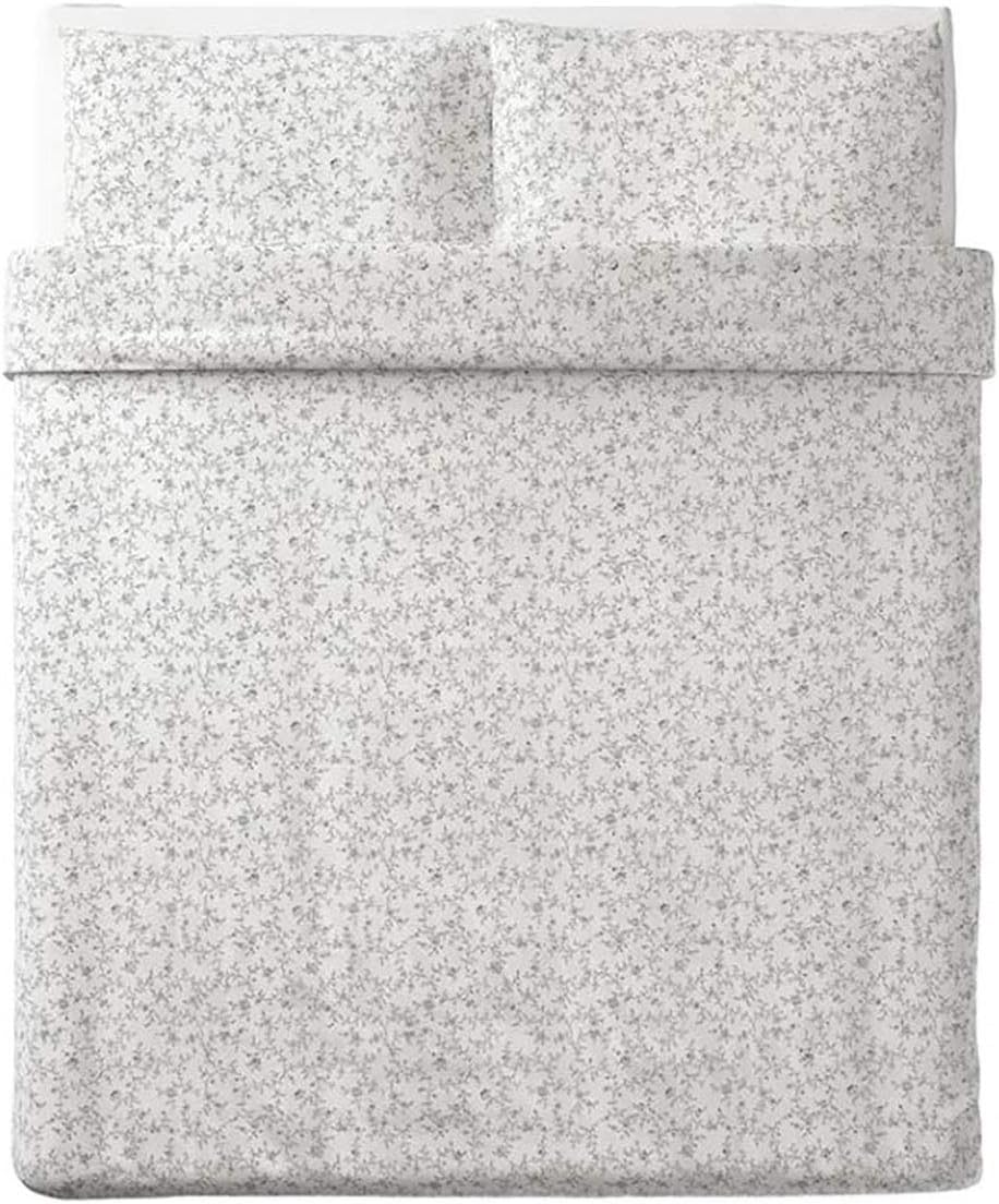 White Dark Gray Full/Queen Duvet Cover and Pillowcase(s) A384