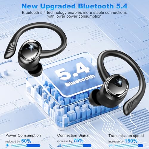 Wireless Earbuds with Earhooks, 50H Deep Bass, IP7 Waterproof U912719